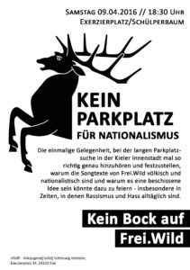 Kein Parkplatz für Nationalismus - Kein Bock auf Frei.Wild Aufruf